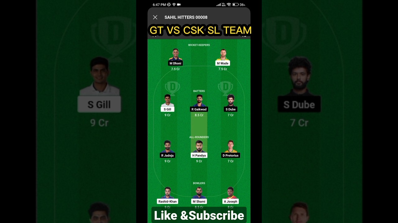 GT VS CSK SL TEAM 