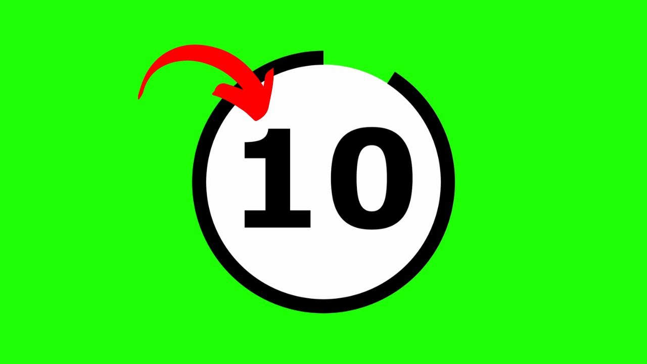 The Sleekest 10 Seconds Green Screen Countdown Timer - No sound (White Background)