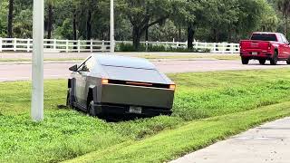 Cybertruck stuck in mud #cybertruck #tesla #elonmusk #fypシ゚viral #teslaaccident￼ #automobile