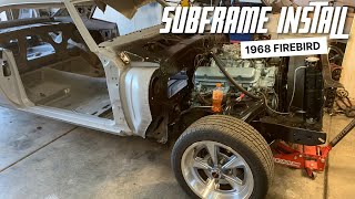 Installing and alignment of the subframe  1968 Firebird restoration the easy way at home