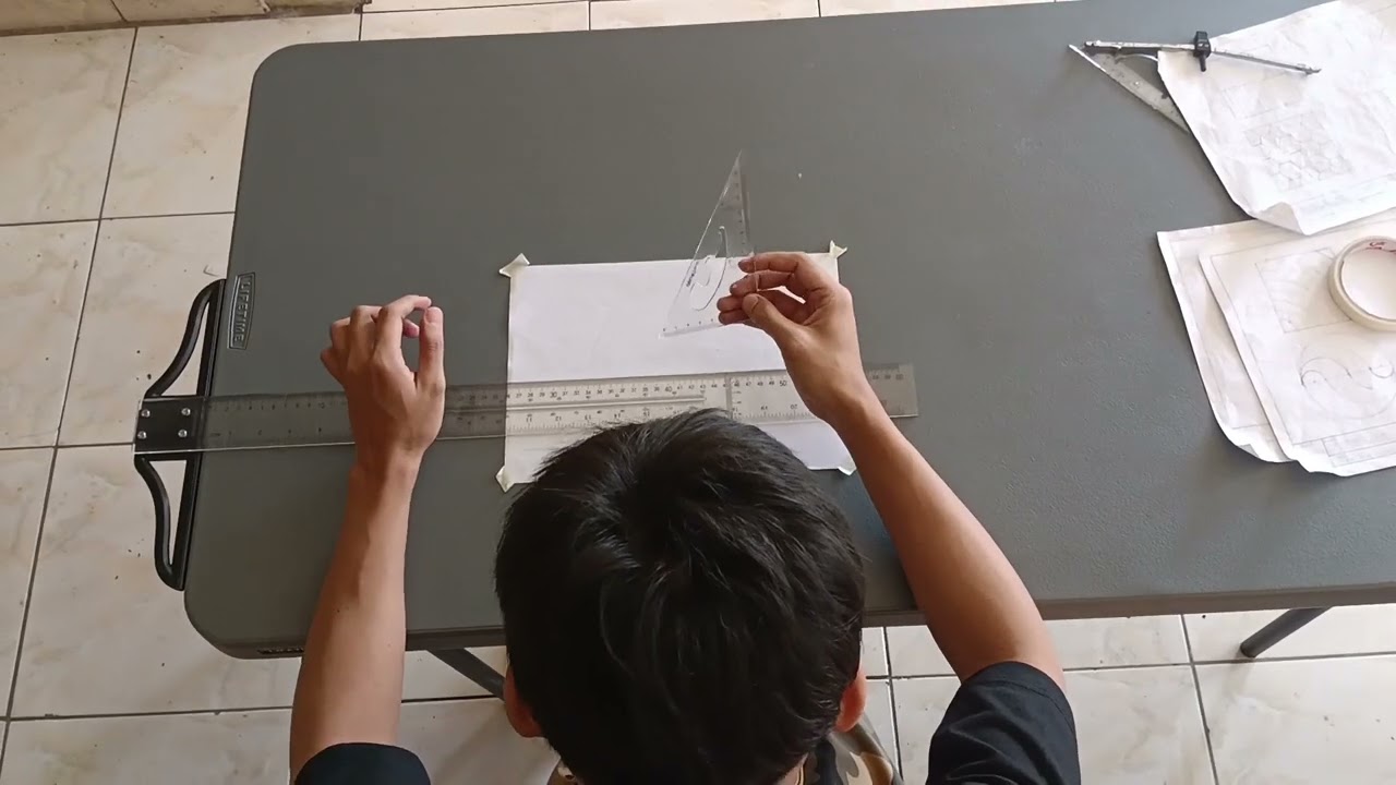 Correct use of the Three Drafting tools(T-square Triangle , Compass ) as part of week 5