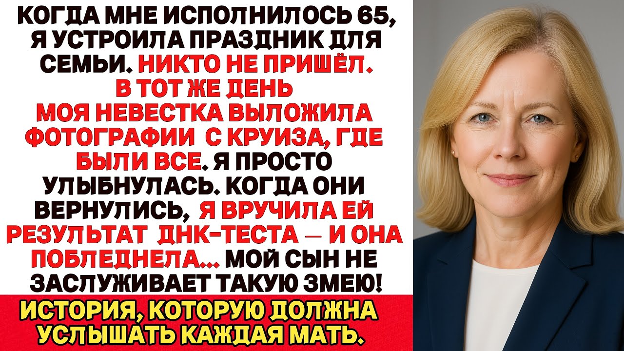 Когда мне исполнилось 65, я устроила праздник для семьи. Никто не пришёл В тот же день моя невестка…