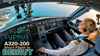 Super Short Flight to Beirut in A320 Cockpit Cyprus Airways
