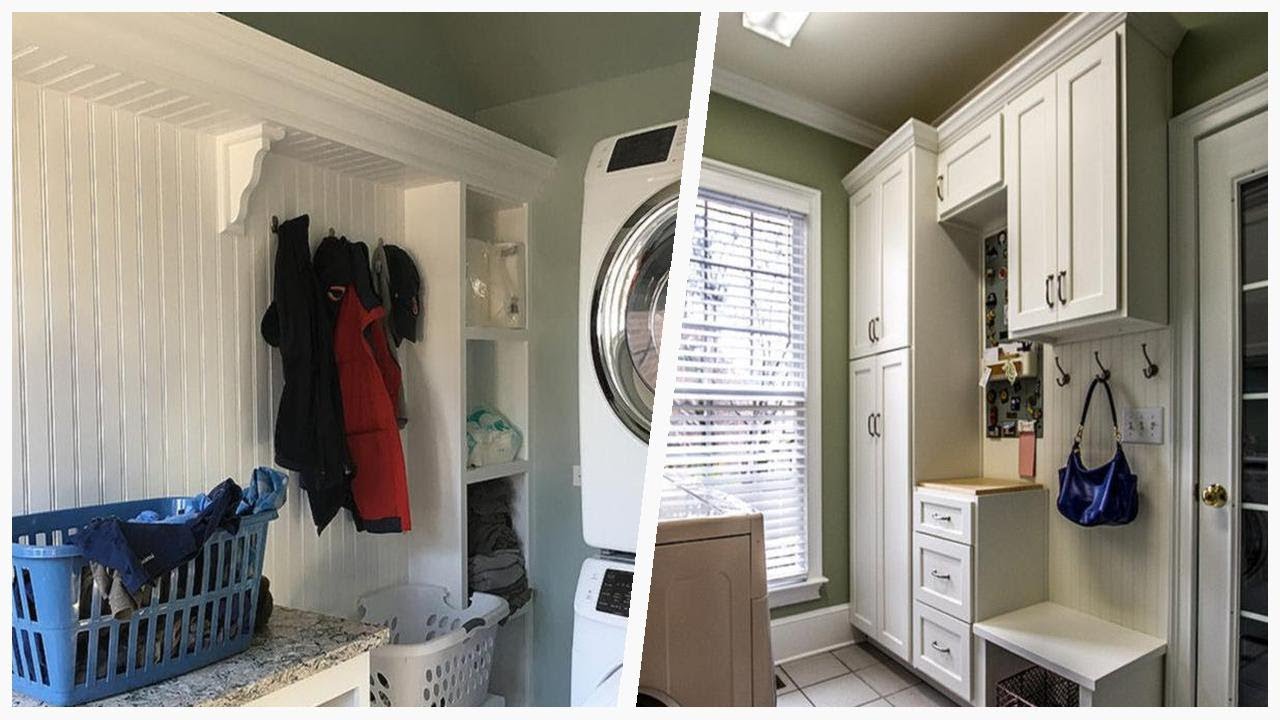 75 Laundry Room With Quartz Countertops And Green Walls Design Ideas ...