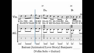 Bairan – Animated Love Story Banjaare Violin Solo Guitar
