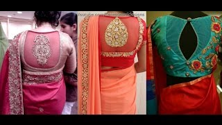 Net blouse designs photos wih pre neck paerns for deisgner sarees have
been shown in here.net back color combination