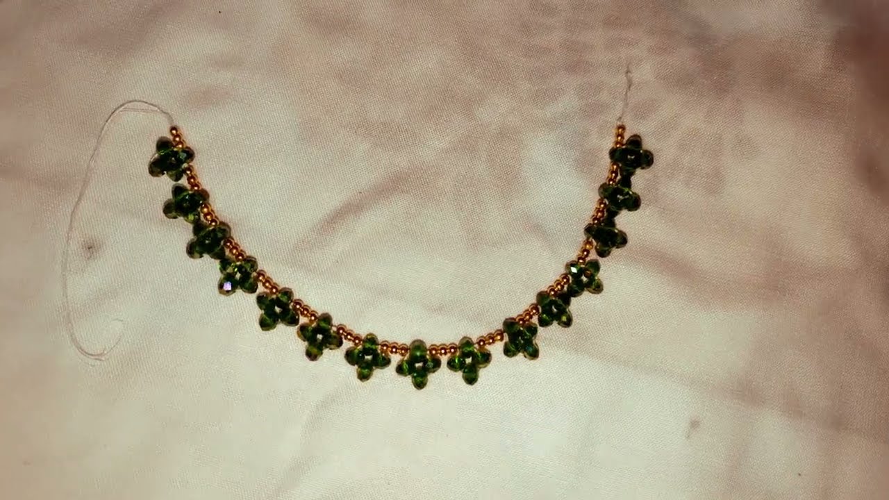 Crystal Beads Necklace DIY || Beautiful Green Crystal Necklace 