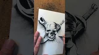 #116 Artist Gary Shipman Drawn Pirates of the Caribbean Skull and Cross Swords Art
