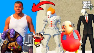 Shinchan,Franklin,Motu,Patlu Playing Mega Ramp With Thanos And Pennywise | In Gta 5.