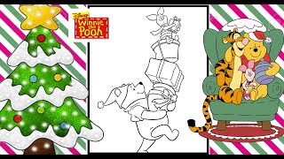 Cute Christmas Disney Coloring page Winnie & Piglet Gift Giving Coloring Holiday Winnie the Pooh
