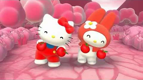 Hello Kitty and My Melody singing about the color red