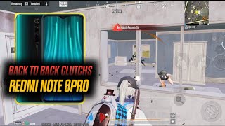 BACK To BACK  CLUTCHES 💥REDMI NOTE 8 PRO SMOOTH + 30FPS PUBG /BGMI TEST 2024 ⚡ 5 FINGERS GAMEPLAY