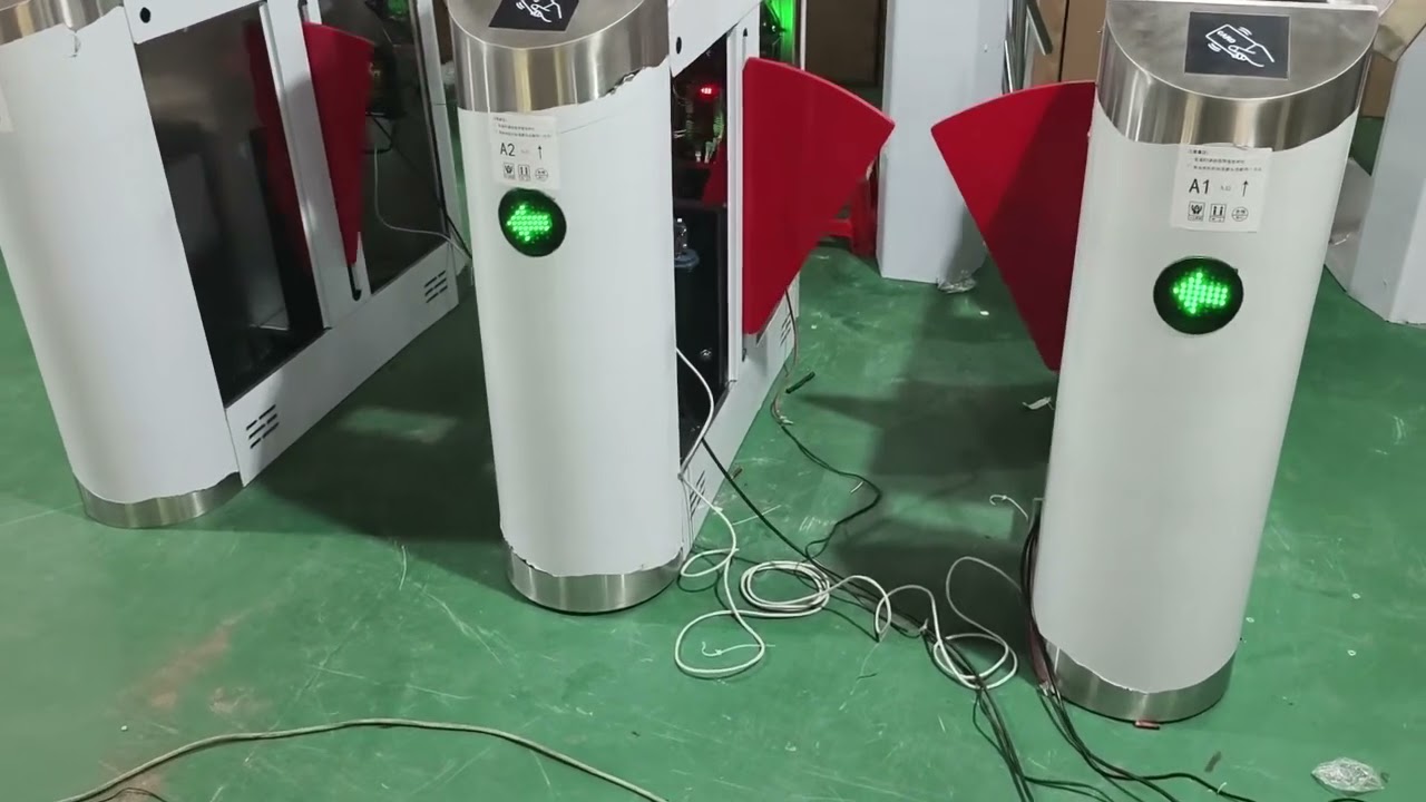 Flap Turnstile Gates, with red arm baffle plate, KKH15E1 GR, Keep Kind Heart