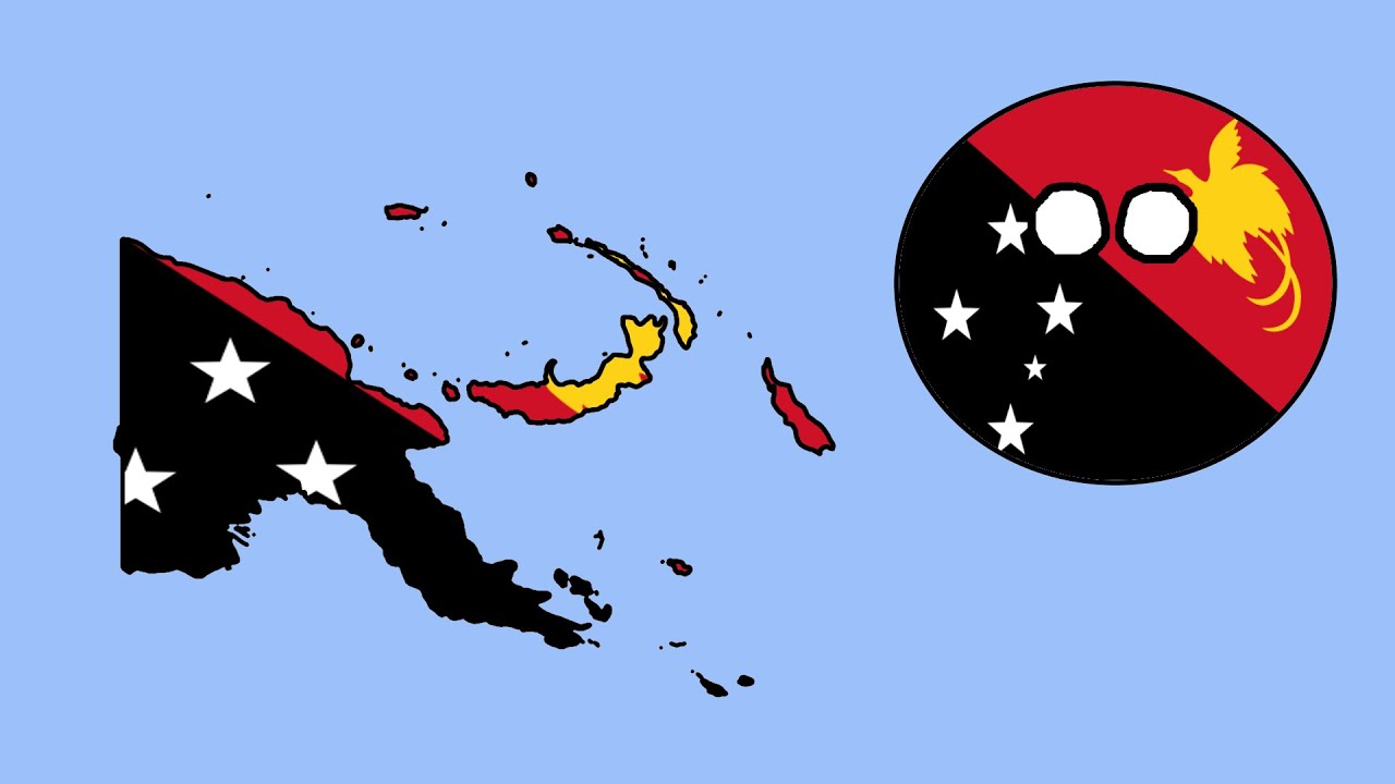 Papua New Guinea Flag map Speed art + Country ball