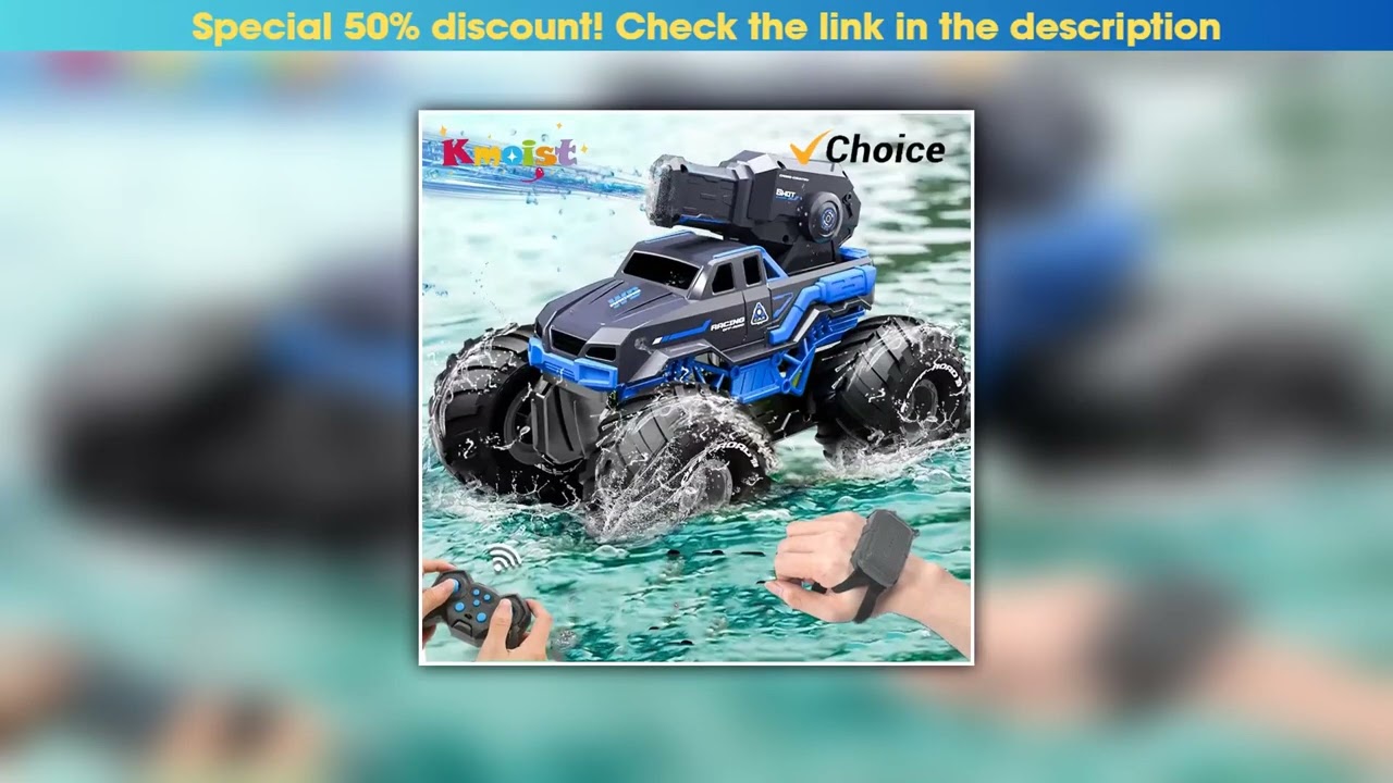 Best 2.4G RC Car Self-absorbing High-pressure Water Gun Remote Control Amphibious Off-road Vehicle•