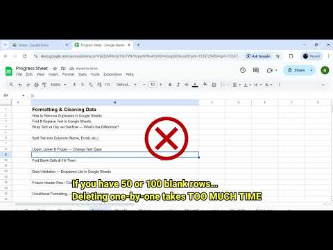 Remove Blank Rows in Google Sheets | Use Filter to Delete Blank Rows #cleandata #googlesheets