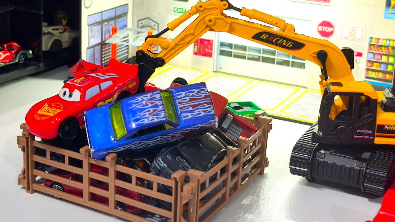 🏎️💨A two-story garage with lights. We parked the toy cars in the garage.🚗