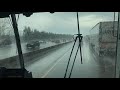 Greyhound bus through rain from Kitchener to Toronto Canada - May 2019