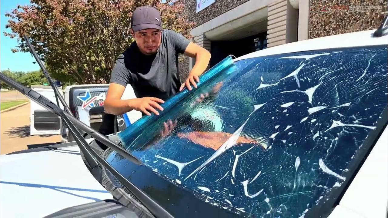 How to apply precut front windshield window tint on truck by motoshield