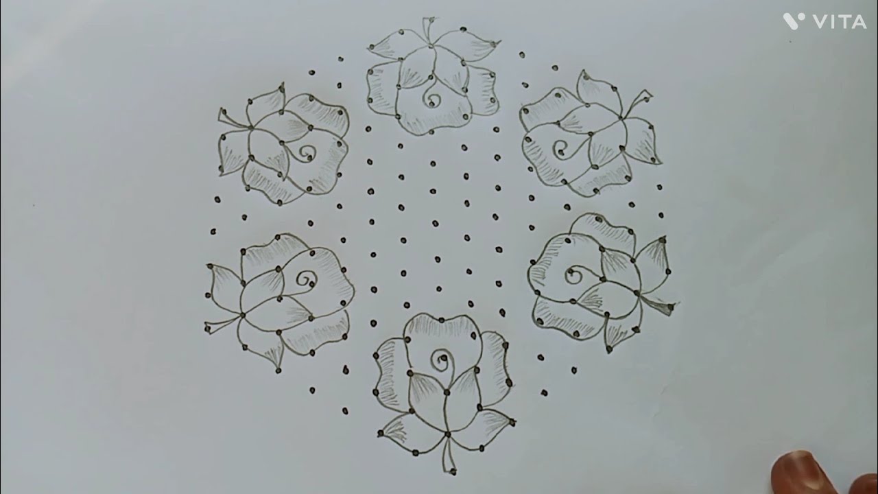 New year and pongal special flower kolam design 🌼🌺 chukkala muggulu 🌺🌼 easy kolam design 