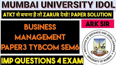 EXAM 2025|Business Management Paper3 sem6|Tybcom SEM6 |👨‍👦‍👦Important University Questions |ARK sir