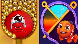 zu8Hungry Balls Vs Save The Fish Max Level SpeedRun Gameplay Pull Pin Up Draws Mobile IQ! screenshot 5