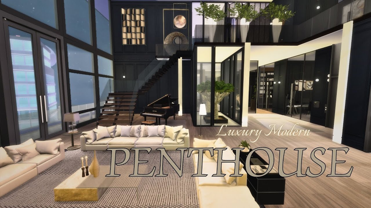 Inside A Luxury Modern Penthouse || Sims 4 || House Tour || CC build (TRAY+CC+LINKS)