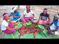 Tribal people Clean PIG Meat and Cook it full on their traditional system and eat with Rice Wine