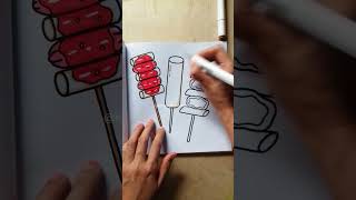 Skewered Garaetteok Coloring Page 🌭 Korean Street Food Art #shorts