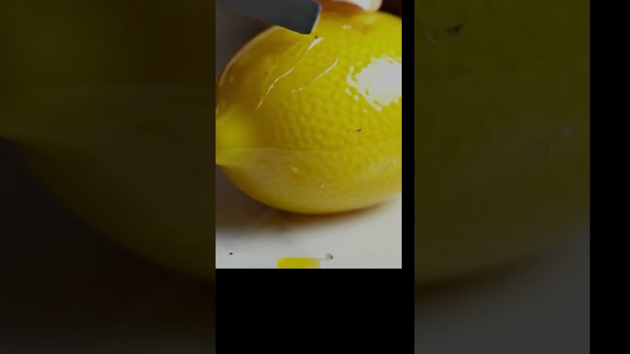 “Slicing Frozen Glass Lemon in 4K 😮🍋 