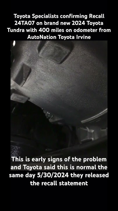 Toyota Tundra Recall #24TA07 brand new 2024 w/ engine noise. Two Toyota