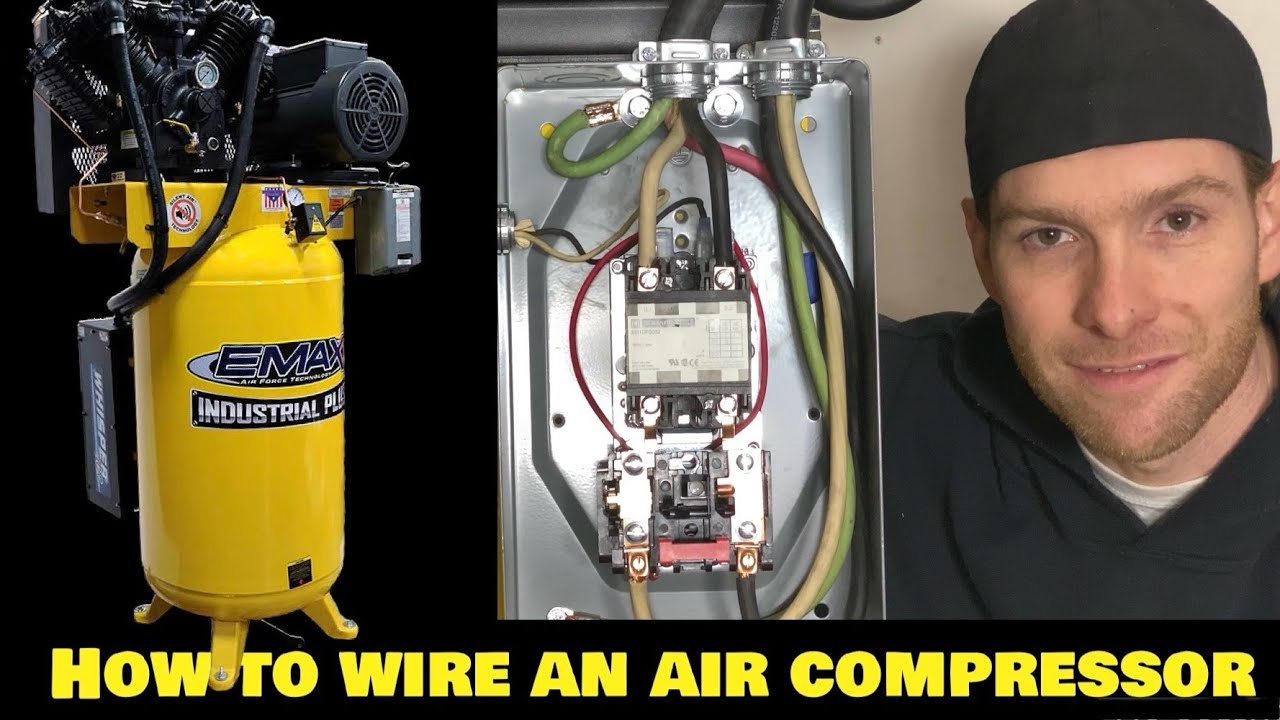 How to wire 80 Gallon Air Compressor EMAX Silent Air Industrial Plus ...