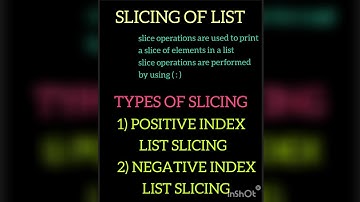 List in Python (Part-6) Slicing of List (Postive Index List Slicing and Negative INDEX LIST SLICING)
