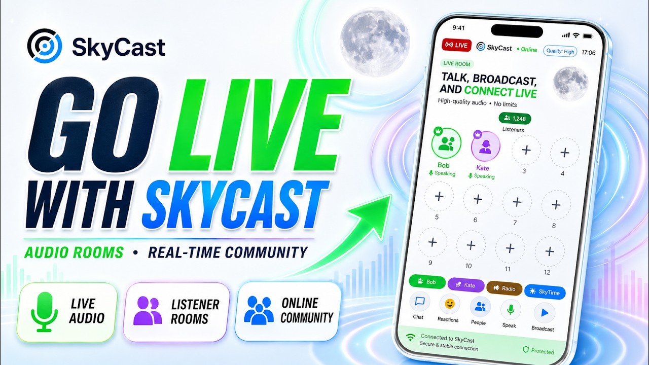 Go live anywhere — SkyCastAI on web and mobile