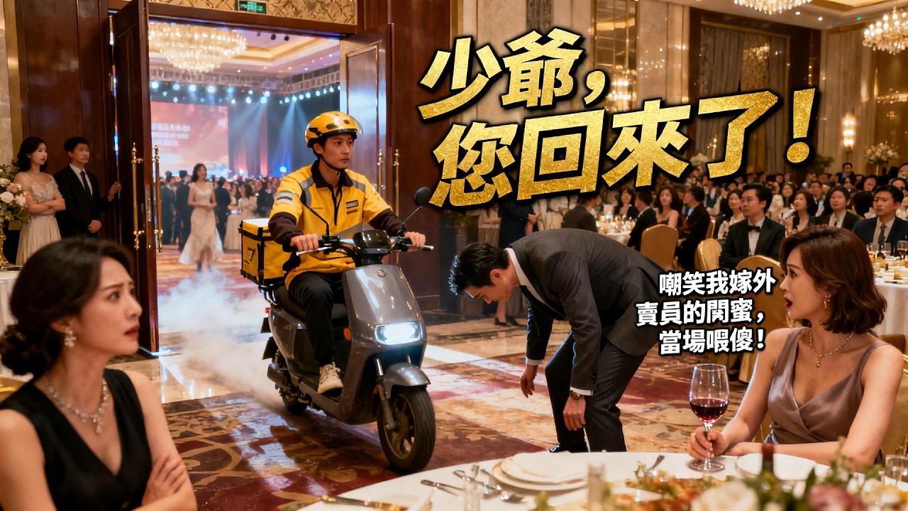 嫁給月薪8千的外賣小哥，閨蜜罵我腦子進水，結果他騎電驢闖入公司年會，身價500億的總裁竟對他90度鞠躬叫“少爺”！