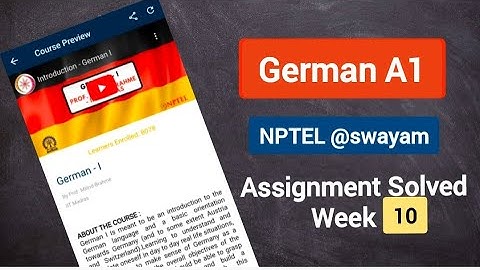 Week 10 NPTEL German A1 Assignment solved Answers  ll Assignment German A1 NPTEL