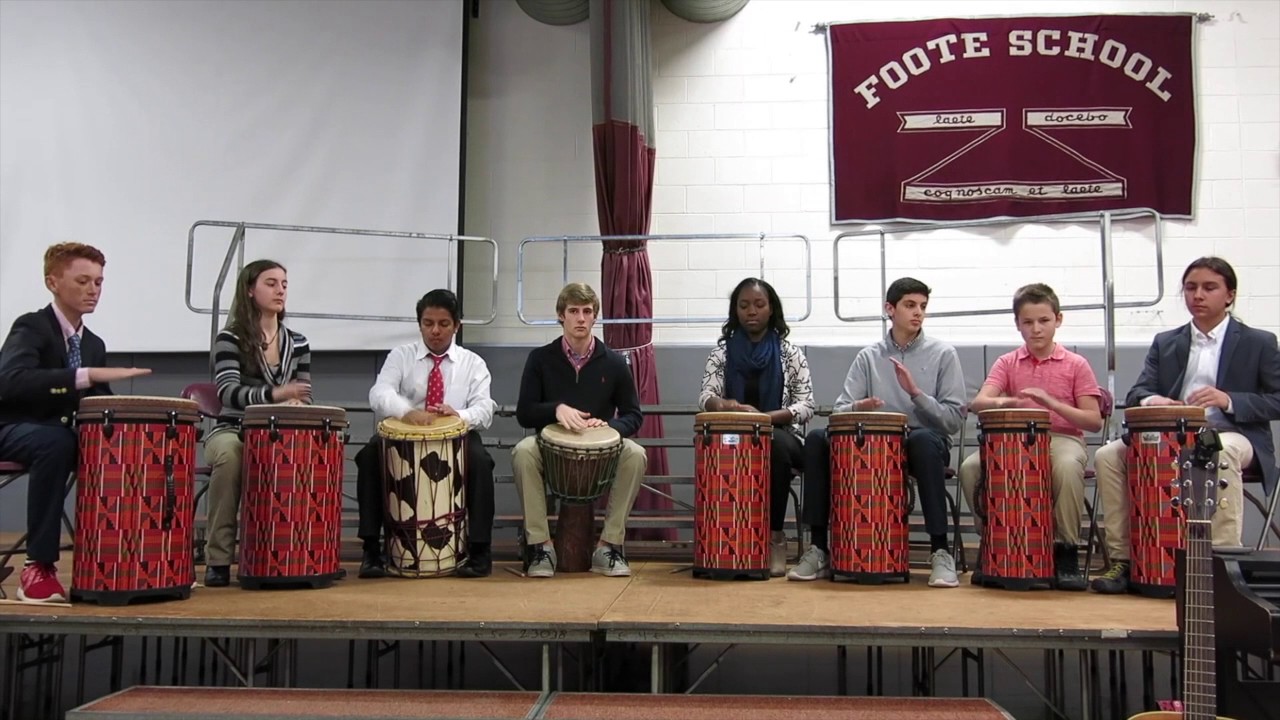 Foote School World Drum Ensemble Performs Sowah's Drum Sequence YouTube