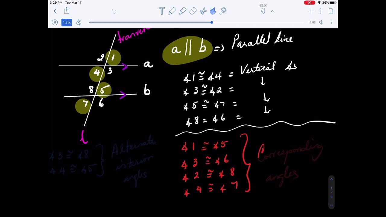 Pre-Algebra: Chapter 9-2: Angle Relationships and Parallel Lines - YouTube