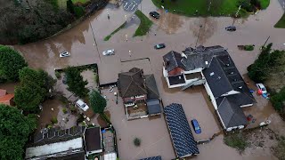 Drone footage shows New Years Day flooding in the North of England following heavy rain | SWNS