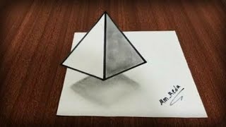 تعلم رسم هرم ثلاثي الابعاد بطريقة بسيطة | How to draw a three-dimensional pyramid