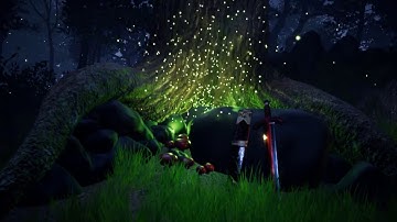 Fireflies flying for forest scene