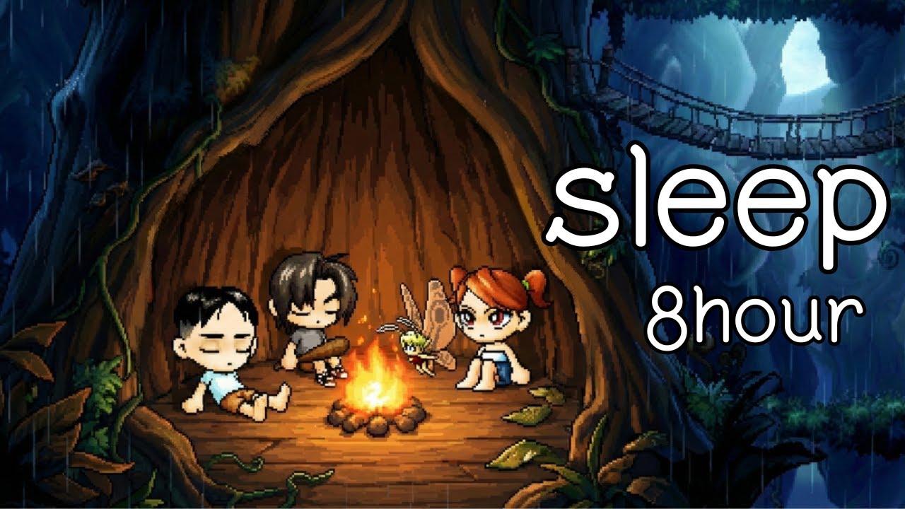 잠잘때(빗소리 ASMR)  듣기좋은 엘리니아 브금 모음 | 8시간 |메이플 브금 커버