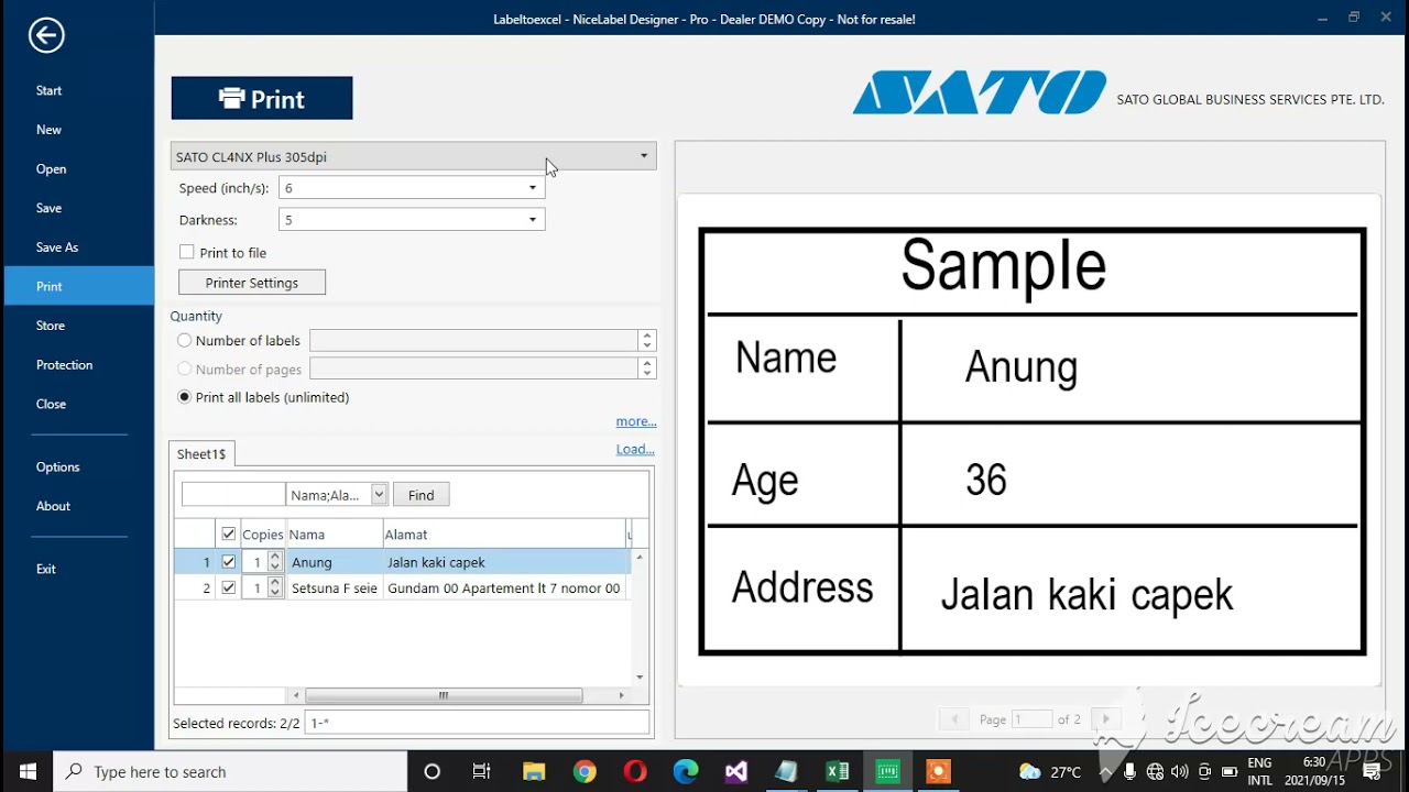 cara mengkoneksikan excel file dengan nicelabel 2019