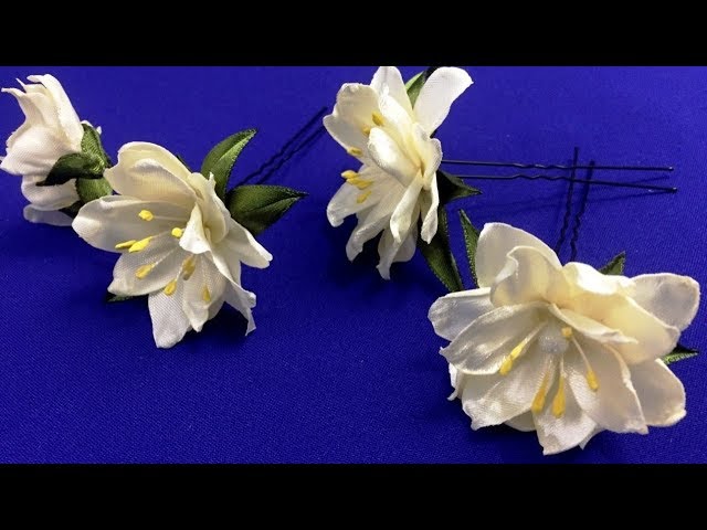 Ribbon flowers for hairstyle/Flores de cintas para peinado/Шпильки с цветами из лент