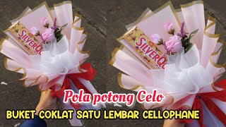 TUTORIAL BUKET COKLAT VALENTINE 1 LEMBAR CELOPHANE  || DIY CHOCOLATE BOUQUET