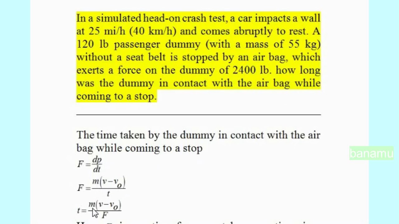 In a simulated head-on crash test, a car impacts a wall at and comes ...