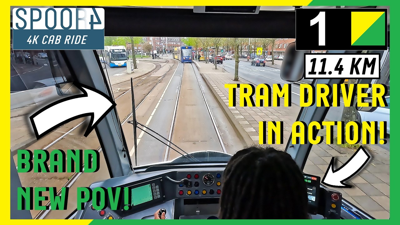 Cabinerit Tram 1 Amsterdam | Matterhorn - Plantage Parklaan | 4K Tram Driver Cabview