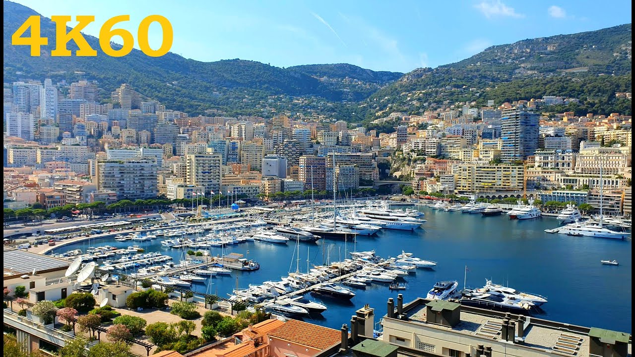 Cote d`Azur, Monte-Carlo, Monaco 4K, 2021, walk