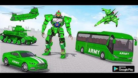 Army Bus Robot Car Game 3d