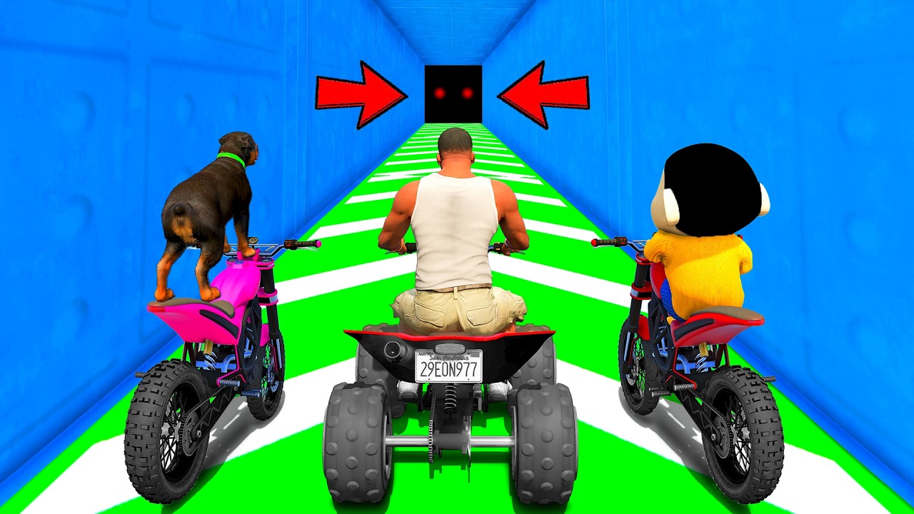 SHINCHAN AND FRANKLIN TRIED THE IMPOSSIBLE SPEED BOOSTER TUNNEL PARKOUR CHALLENGE GTA 5